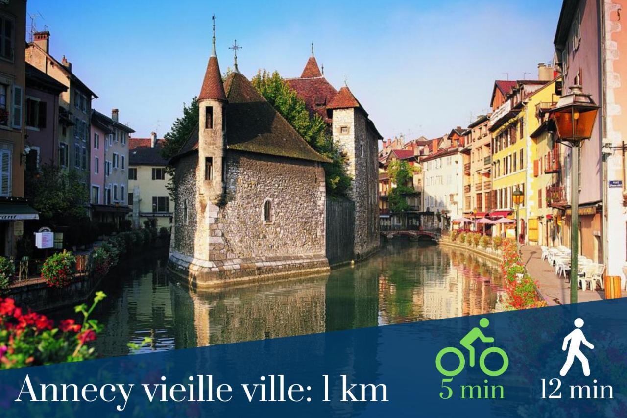 Homey Montaigne - New - A 1 Min A Pied Du Lac D'Annecy - 2 Balcons Prives - Appartement Avec 2 Chambres - Stationnement Gratuit Toute L'Annee Sauf En Ete - Juin A Aout Exterior foto